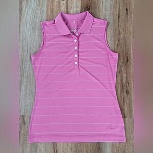 Nike Womens Tour Performance Dri Fit Sleeveless Striped Polo Shirt Size Small